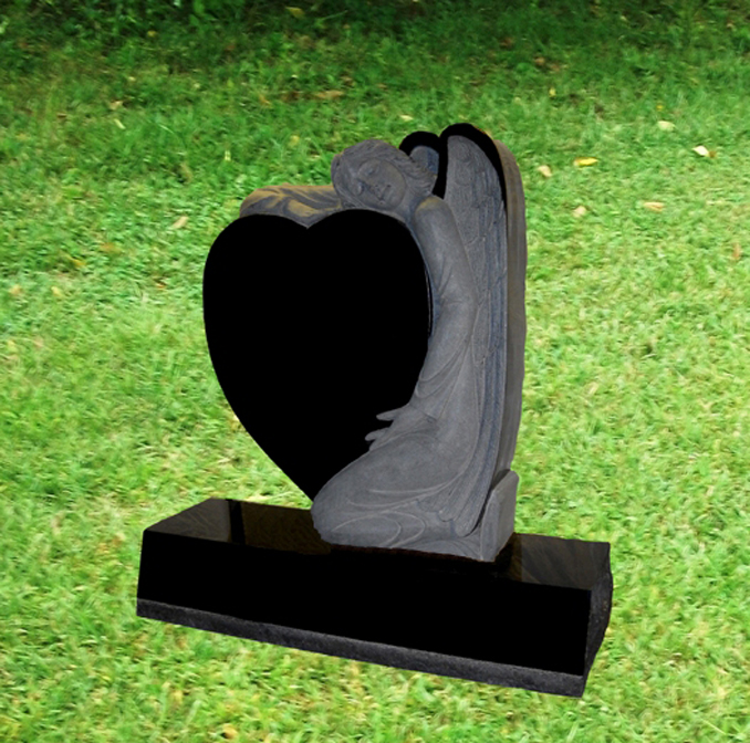 IMG 9 Carved Angel Monument with Heart and Bevel Style Base