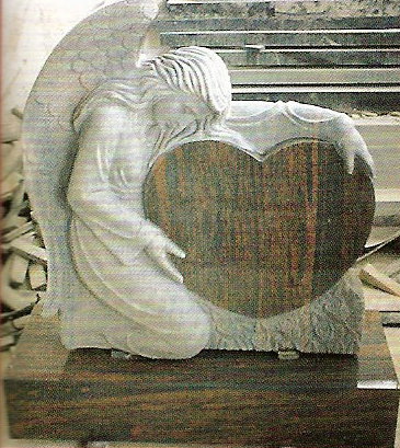 Solid granite angel monument