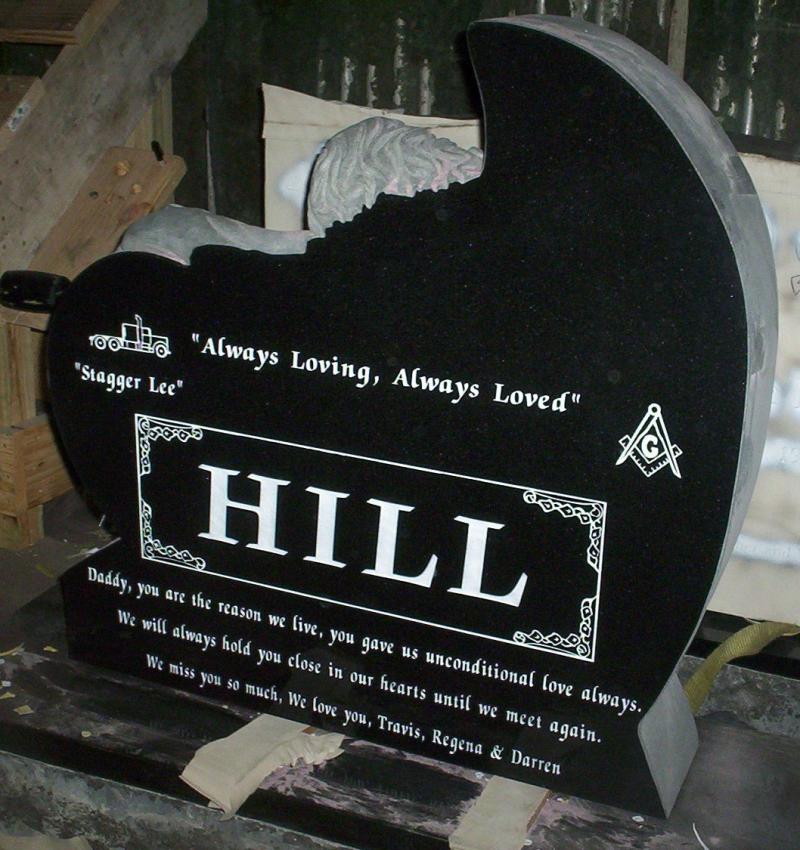 TF-A02 jet black solid granite angel monument