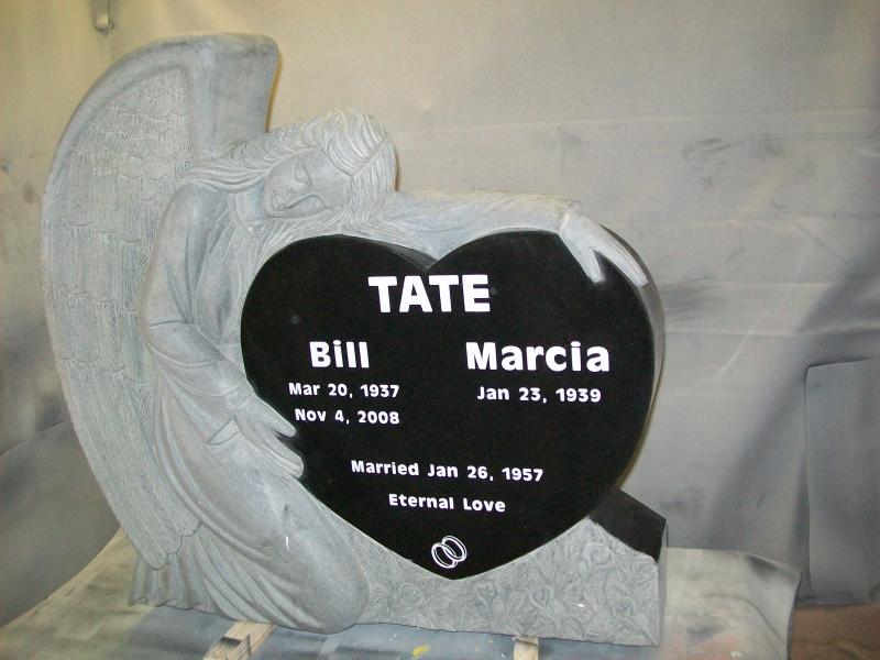 TFA02 jet black solid granite angel tombstone